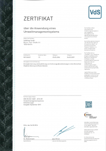 Zertifikat DIN EN ISO 14001